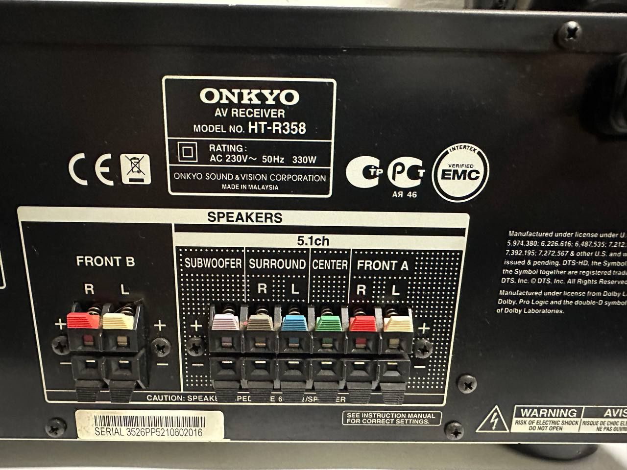 5.1 Amplituner Onkyo TX-R358, 5*100 watt, HDMI