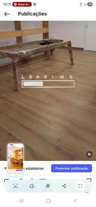 Mesa de Madeira carvalho com conjunto 5 cadeiras