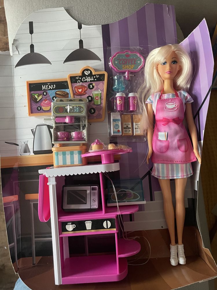 Lalka barbie z pepco zestaw coffee shop NOWA