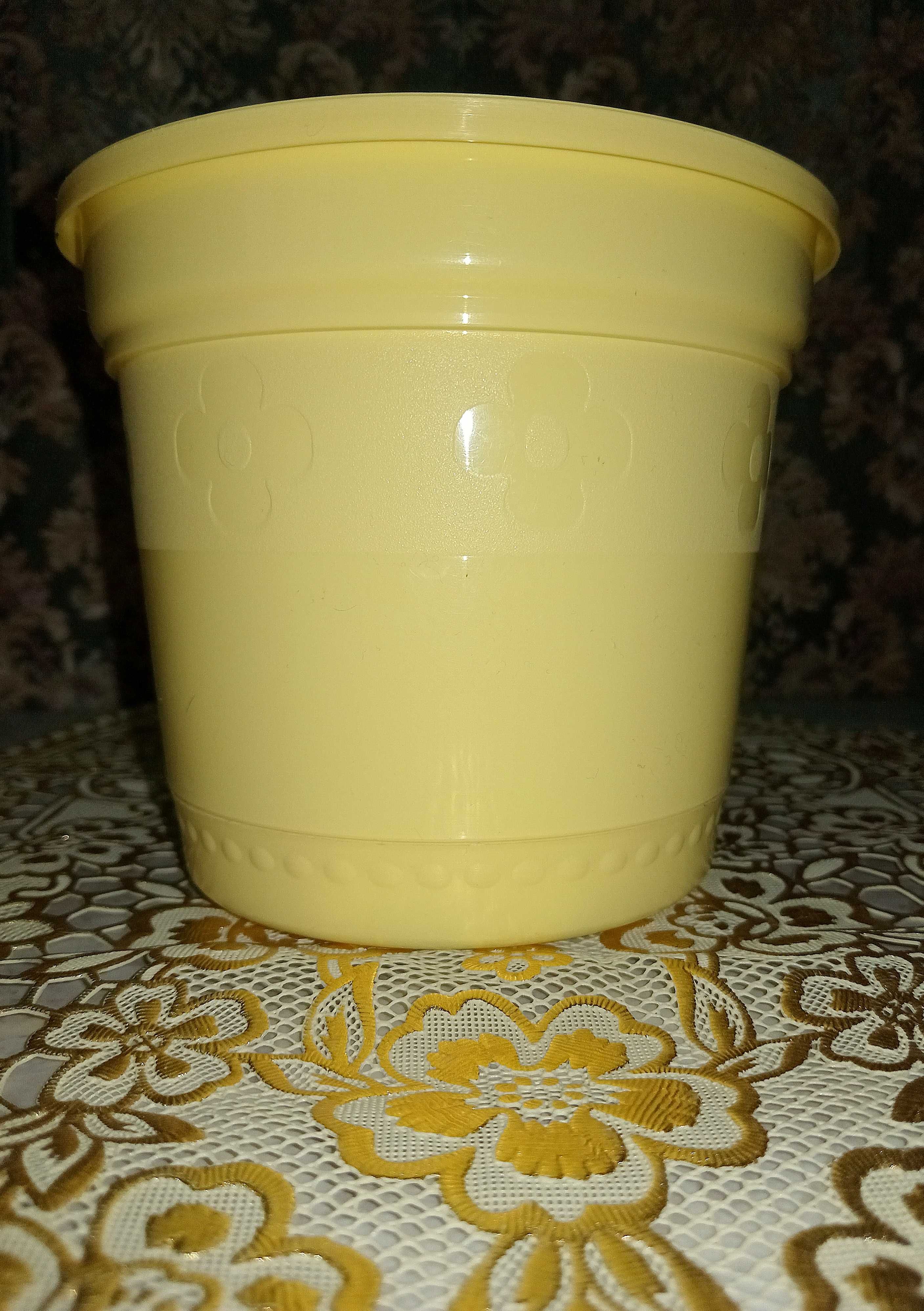 Горщик пластиковий Тоскана flora круглий 1,6 л жовтий / кашпо
