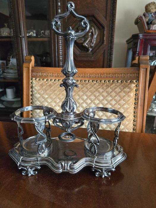 Srebrny kabaret styl Biedermeier Pr 950 Minerva Francja-Paryż XIXw