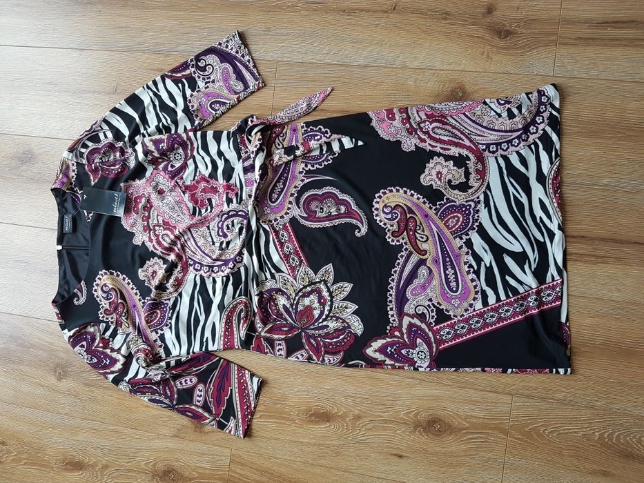 42 XL 40 L Select ! Hermann Lange sukienka kopertowa z wzorem koktajlo