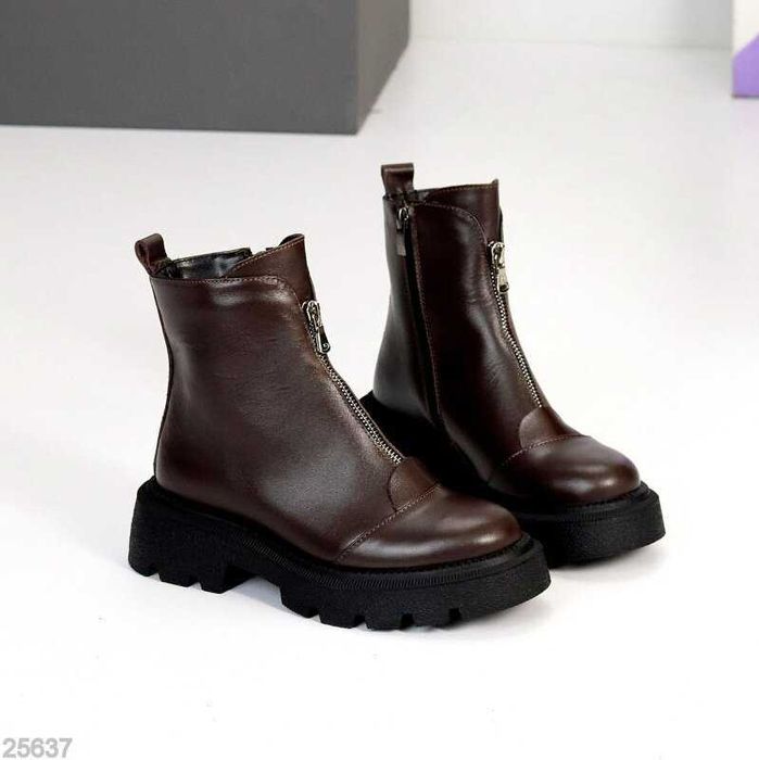 Зимові шкіряні коричневі черевики, зимние коричневые ботинки 36-40р