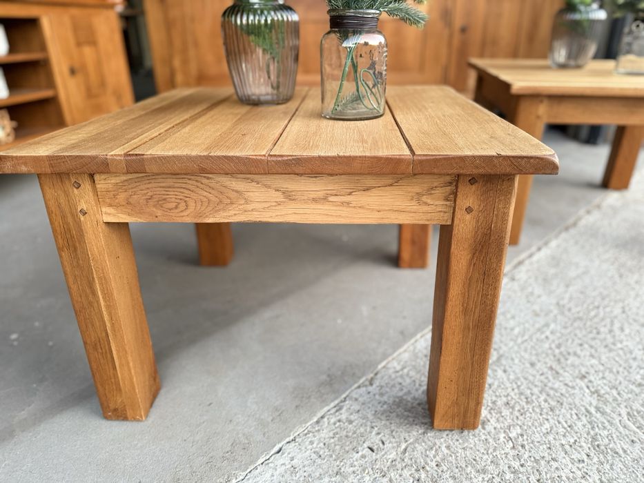 Mały Stolik DĘBOWY drewniany rustykalny prosty ponadczasowy 70 vintage