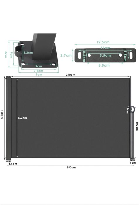 Markiza boczna 160x360 cm (wys. X dł.)