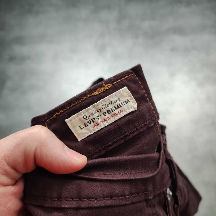 MĘSKIE Spodnie PREMIUM Eleganckie Chino Jeans Levis Materiał Bordowe