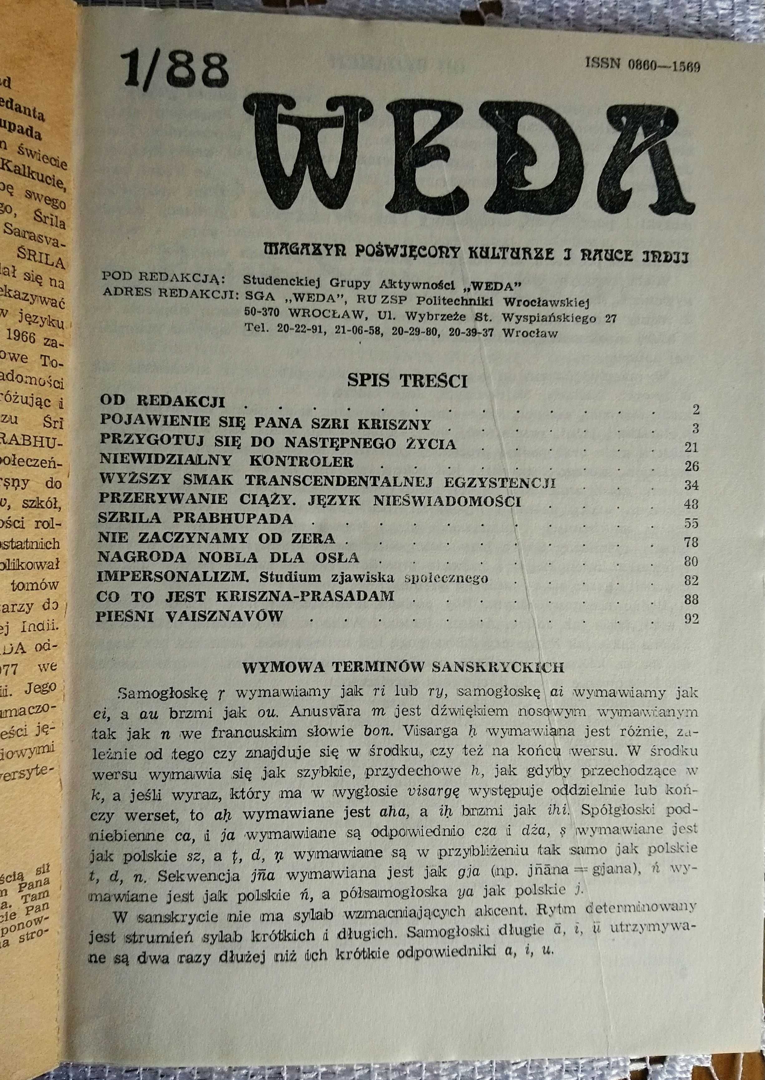 Weda 1/87 Magazyn poświęcony kulturze i nauce Indi