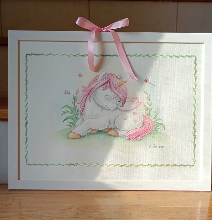 Авторська акварель "Єдиноріжка" 30х40см
