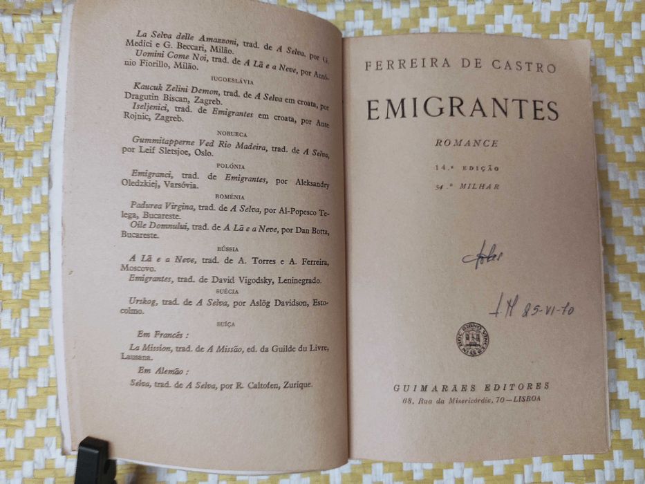 OBRAS DE FERREIRA DE CASTRO
Edição: Guimarães Editores