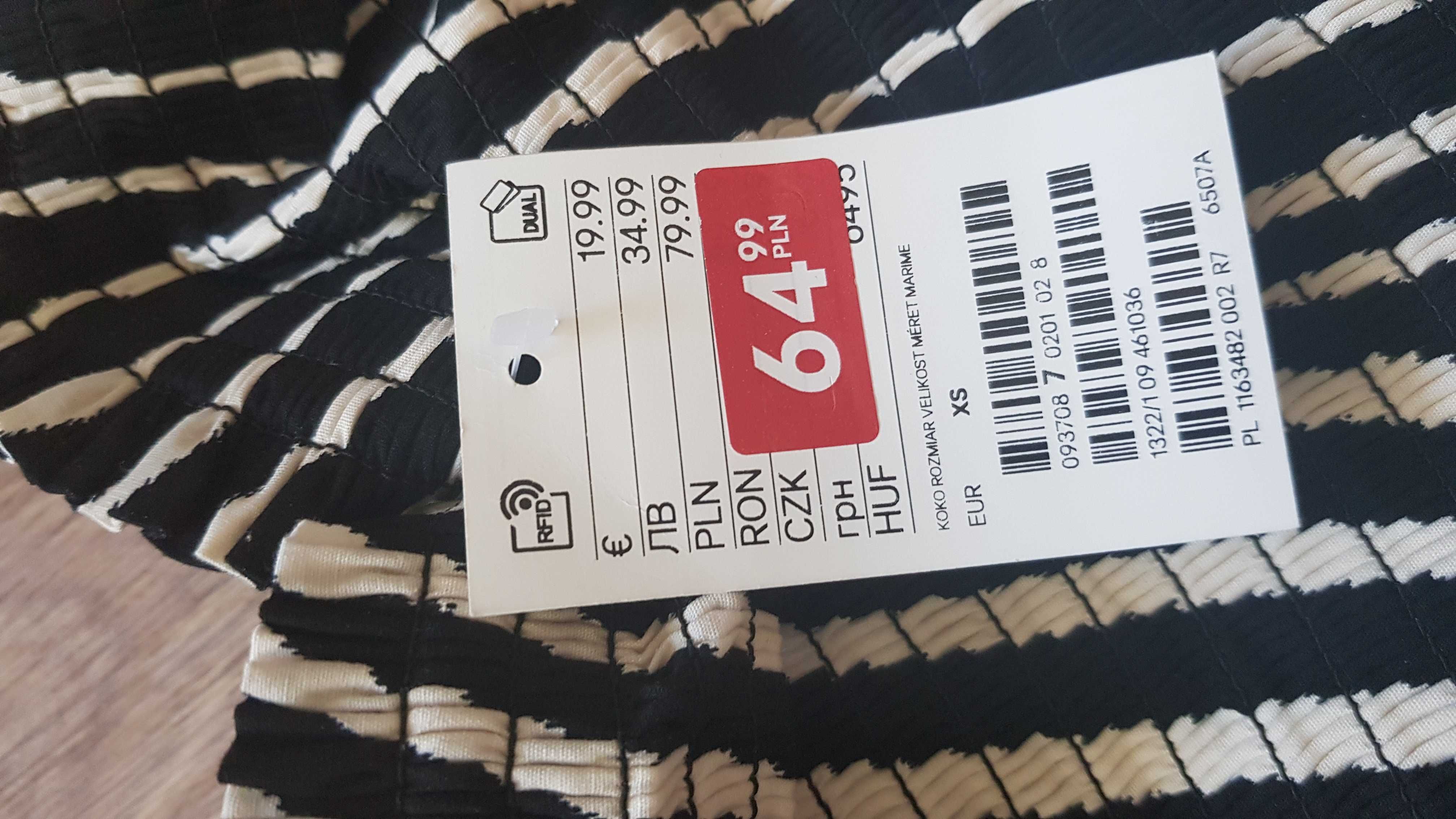 Sukienka H&M XS bawełna zebra