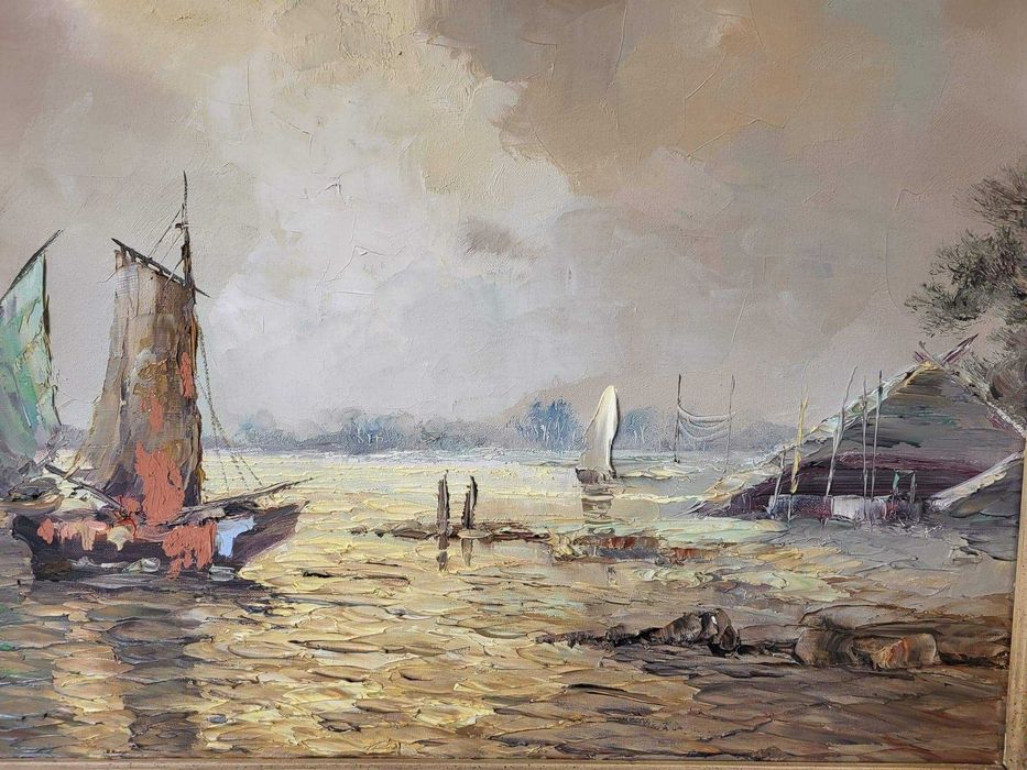 Obraz olejny na płótnie ŁODZIE W ZATOCE | CAROL SPREE *1907