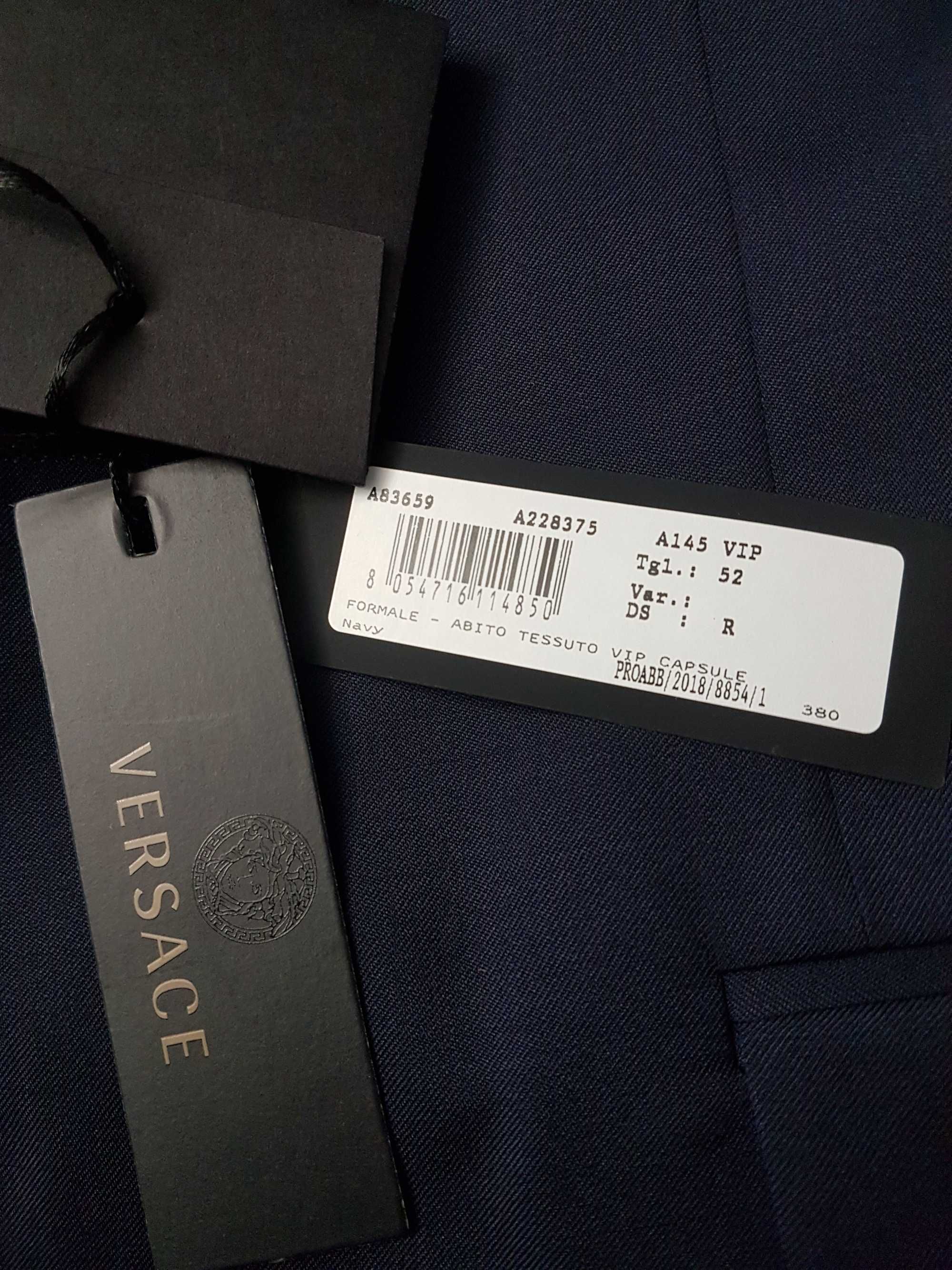 Garnitur versace meski 180/88a nowy orginal 100% granatowy