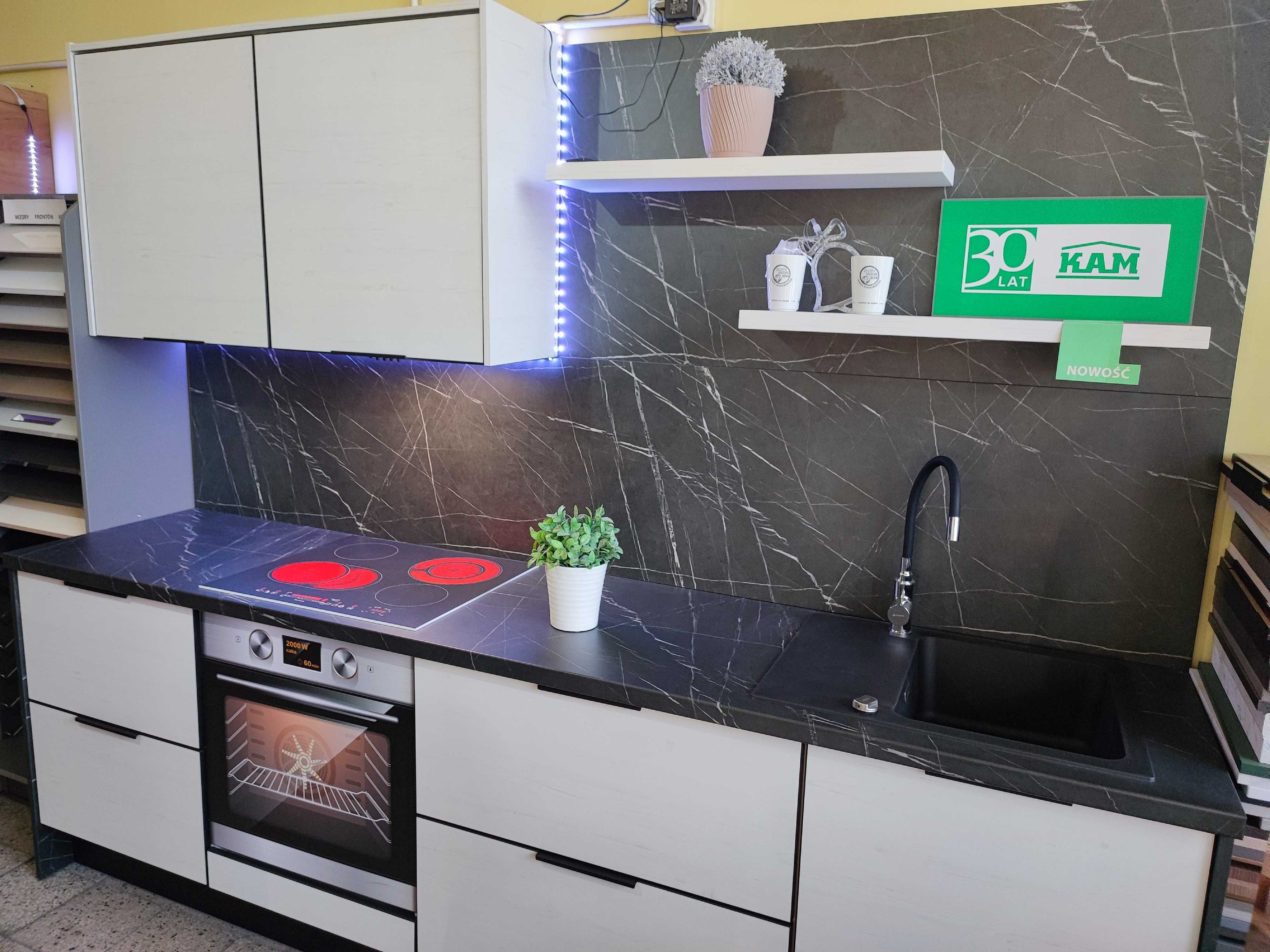 Piękna Kuchnia z Ekspozycji 264 cm Kolor Sosna Andersen/ Obrzeże Black