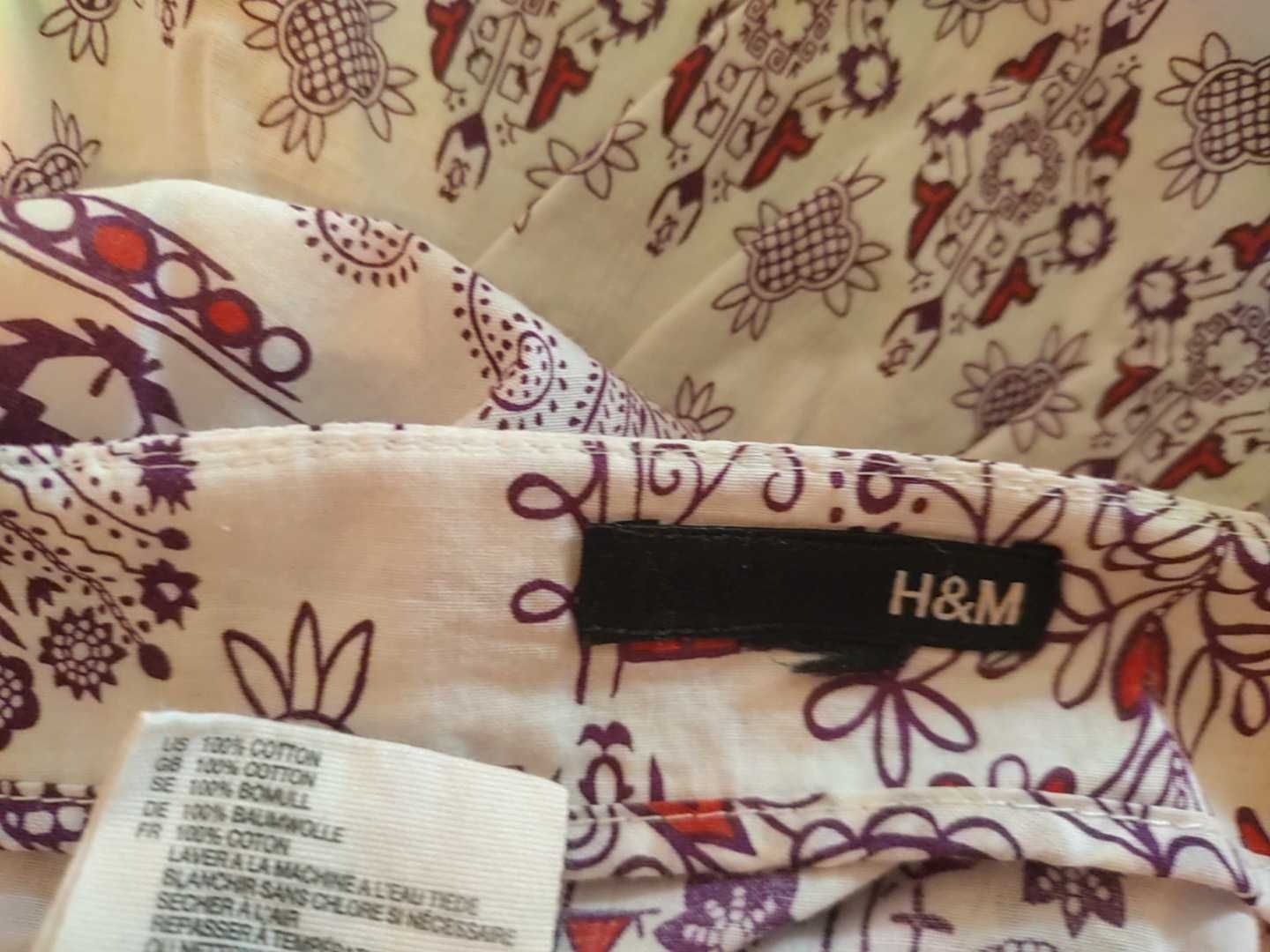 H&M biała sukienka na lato cienka falbanki hiszpanka xs 34 100 bawełna