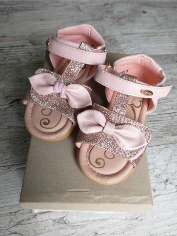 Sandały sandałki dziewczęce Nelli Blu różowe brokat kokarda rozmiar 19