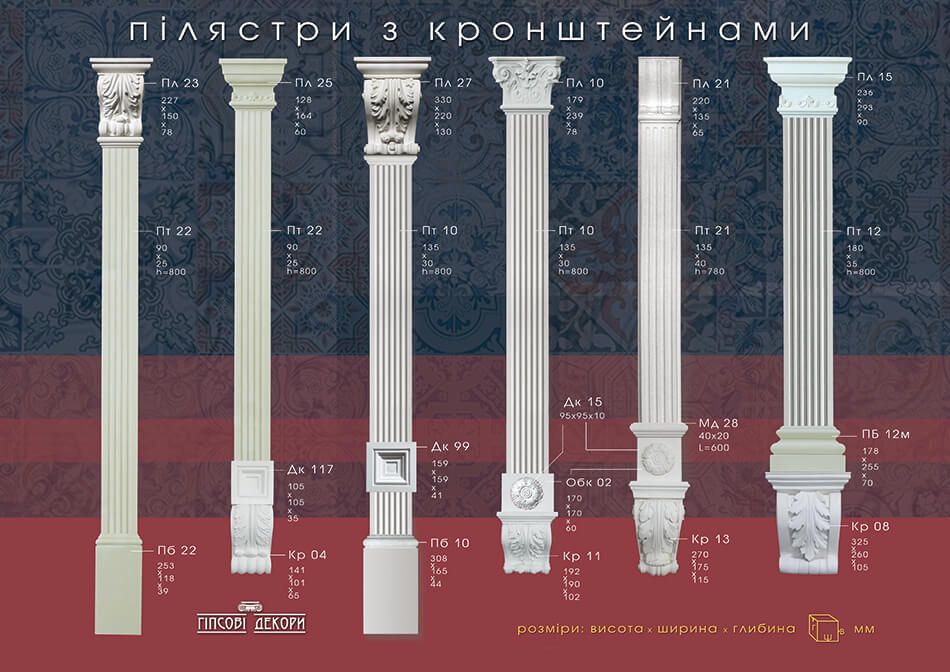 Гіпсова Ліпнина.Гіпсова плоска колона.Гіпсова пілястра.