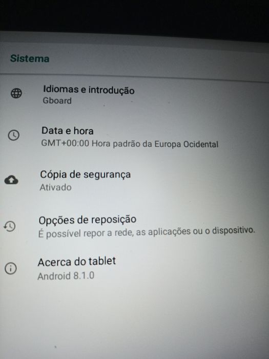 Tablet Lenovo Android 8.1.0