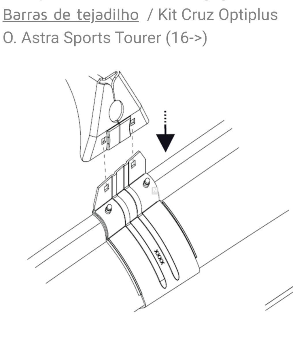 Suporte de Barras Cruz anti-roubo + Fixadores em Opel Astra k 2016>