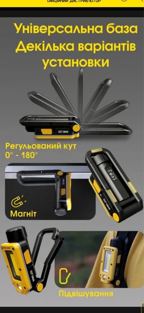 Nitecore NWL20 (600 люмен, 7 режимів, с магнитом аварийка