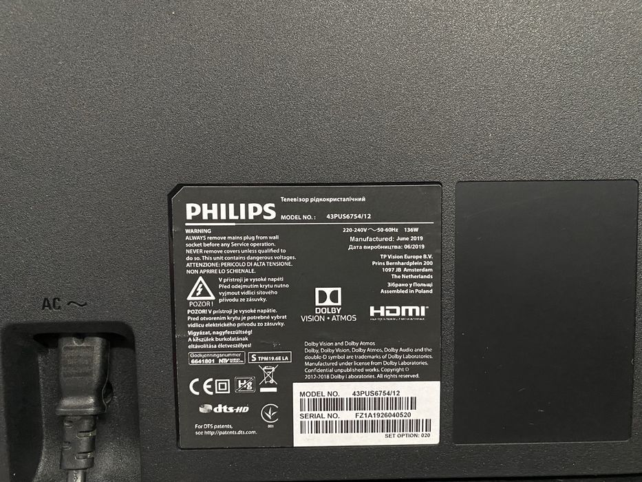 Telewizor Philips 43PUS 6754/12 z Ambilightem