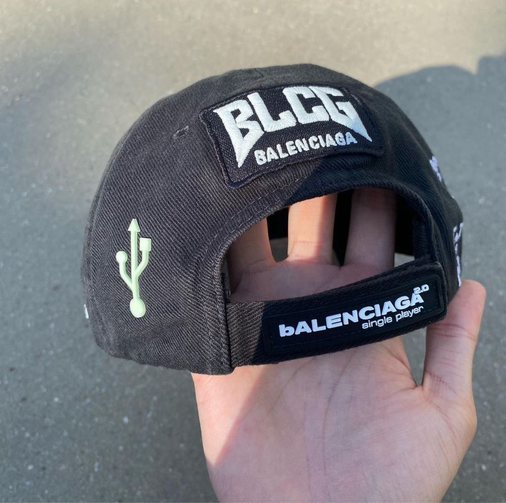 Balenciaga Gamer Embroidered Hat Black + подарок
