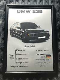 плакат BMW E38 (чёрная)