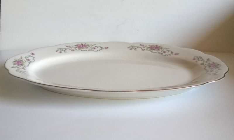 Mały półmisek owalny porcelana chińska 26 cm biały kwiaty
