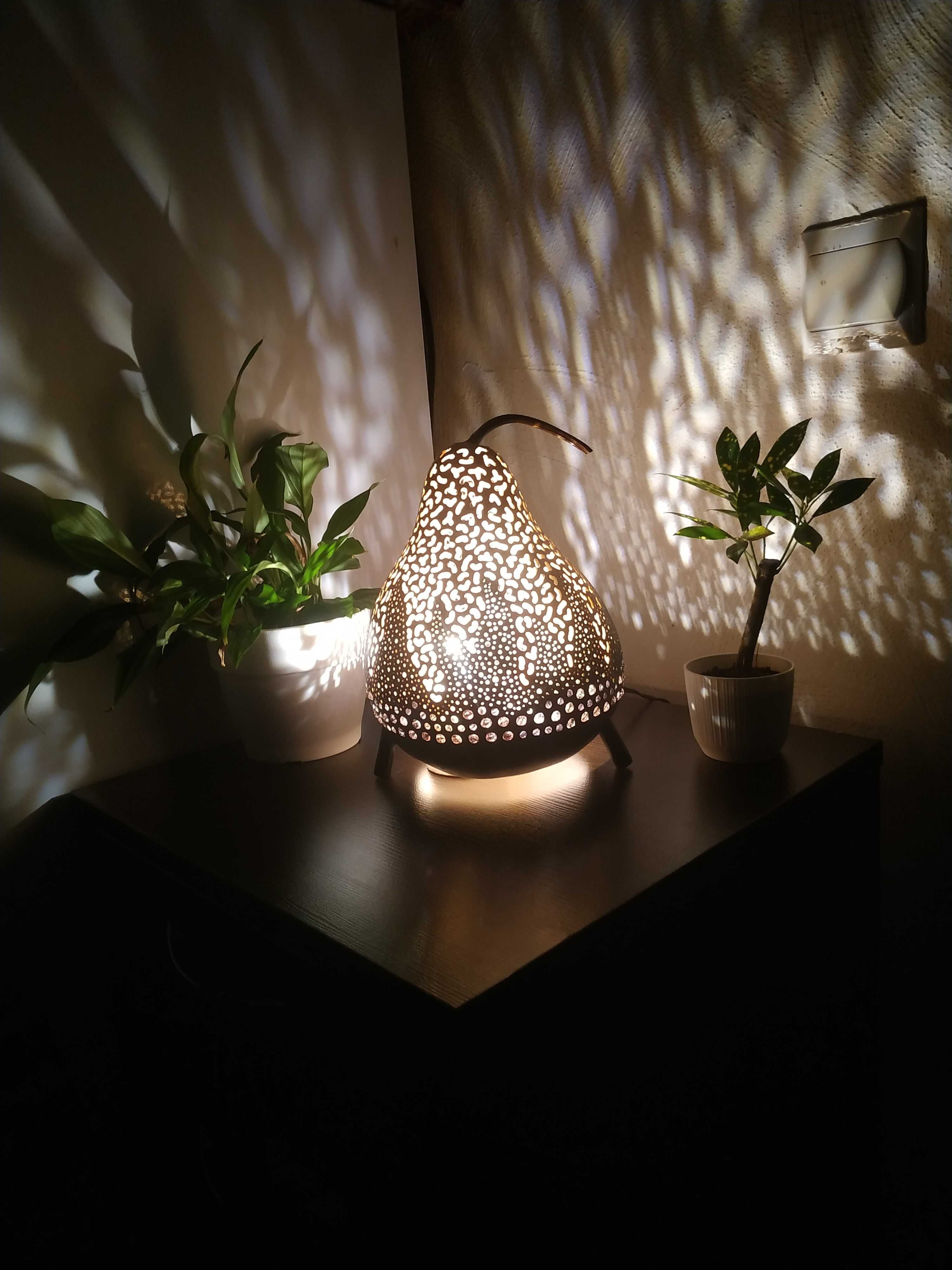 Lampa z tykwy, lampka z tykwy, rękodzieło, handmade