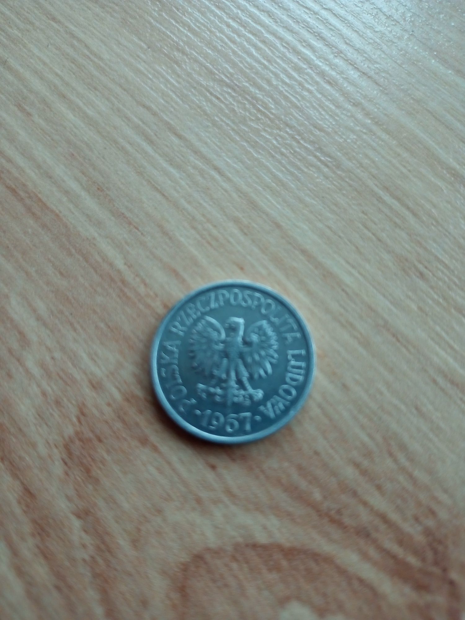 Moneta 20 groszy z 1967 ze znakiem mennicy