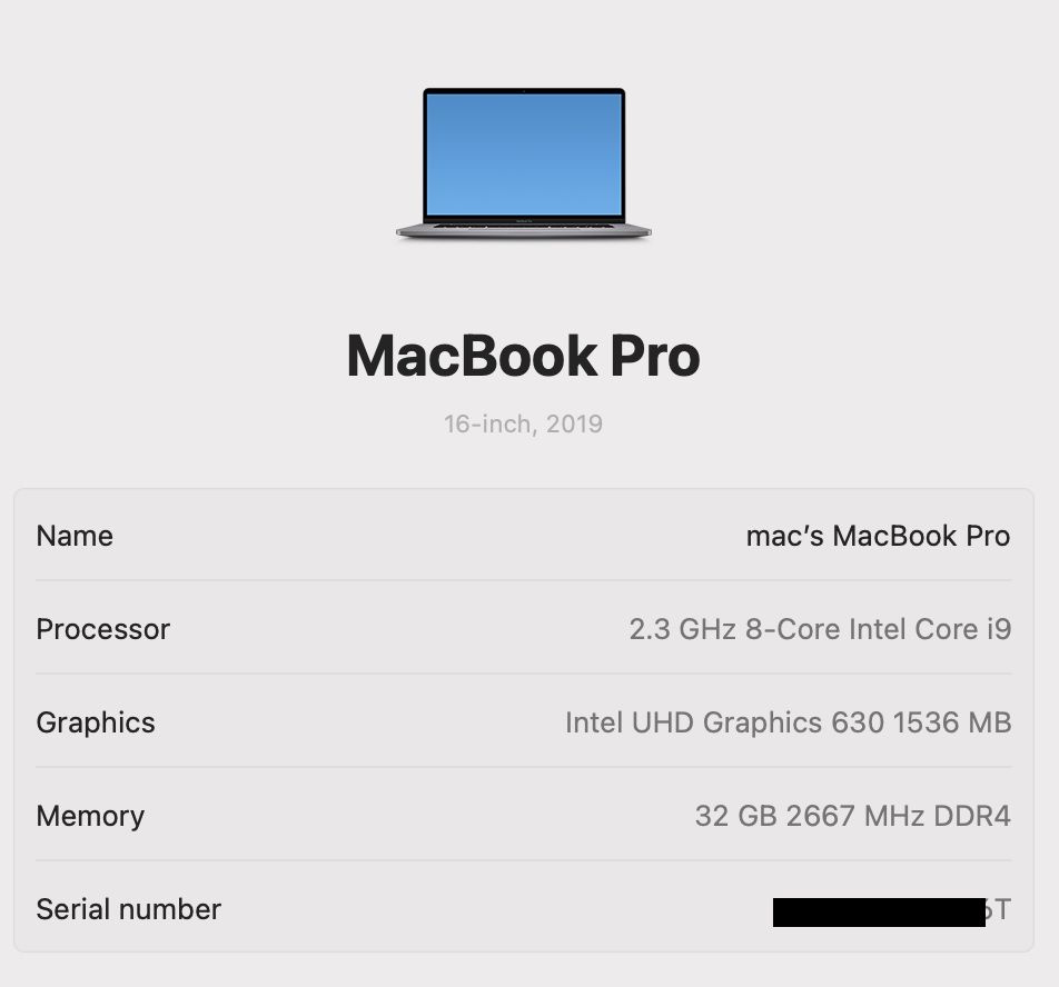 MacBook Pro 16 2019 i9 32Gb 1Tb Radeon 5500 4Gb 82%