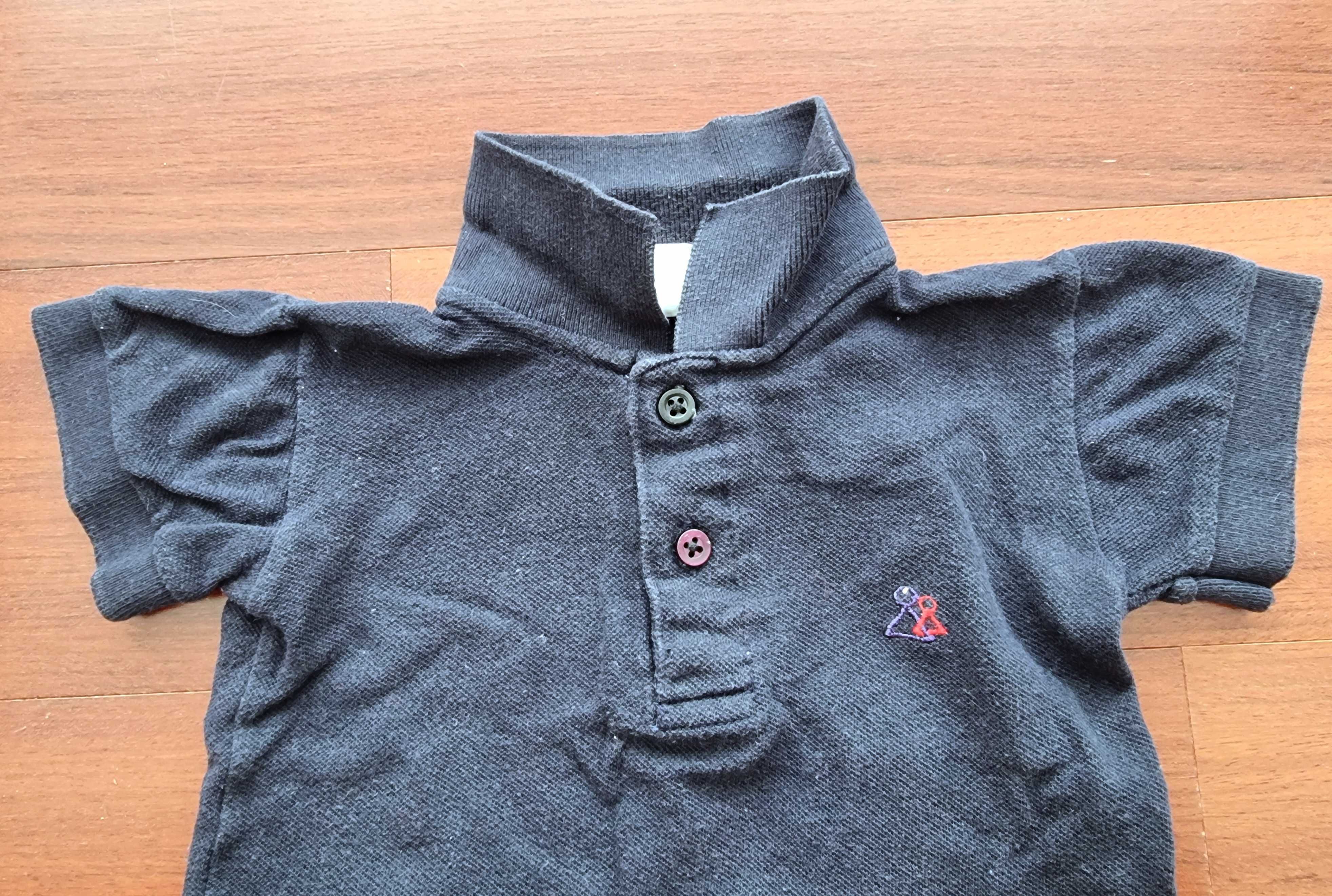 Polo azul escuro de manga curta Ozona 100% algodão, tamanho 6 meses