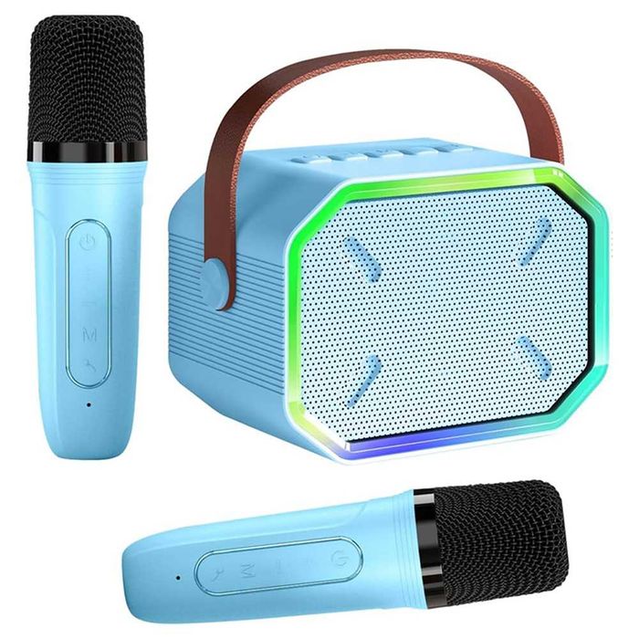 Mini Karaoke przenośny głośnik Bluetooth, 2 Bezprzewodowe Mikrofony