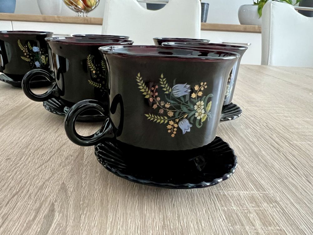 Komplet 6 flizanek do kawy herbaty filizanki czarne nowe