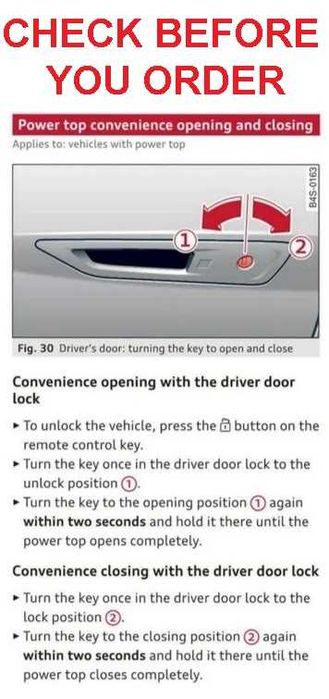 MODUŁ do AUDI A3 A4 A5 TT CABRIO otwieranie dachu z kluczyka, pilota