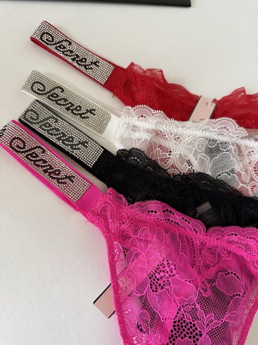 Трусики стрінги Victorias Secret Кружевные стринги стразы
