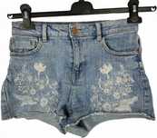 Lindex jeansowe spodenki szorty zdobione haftem xs
