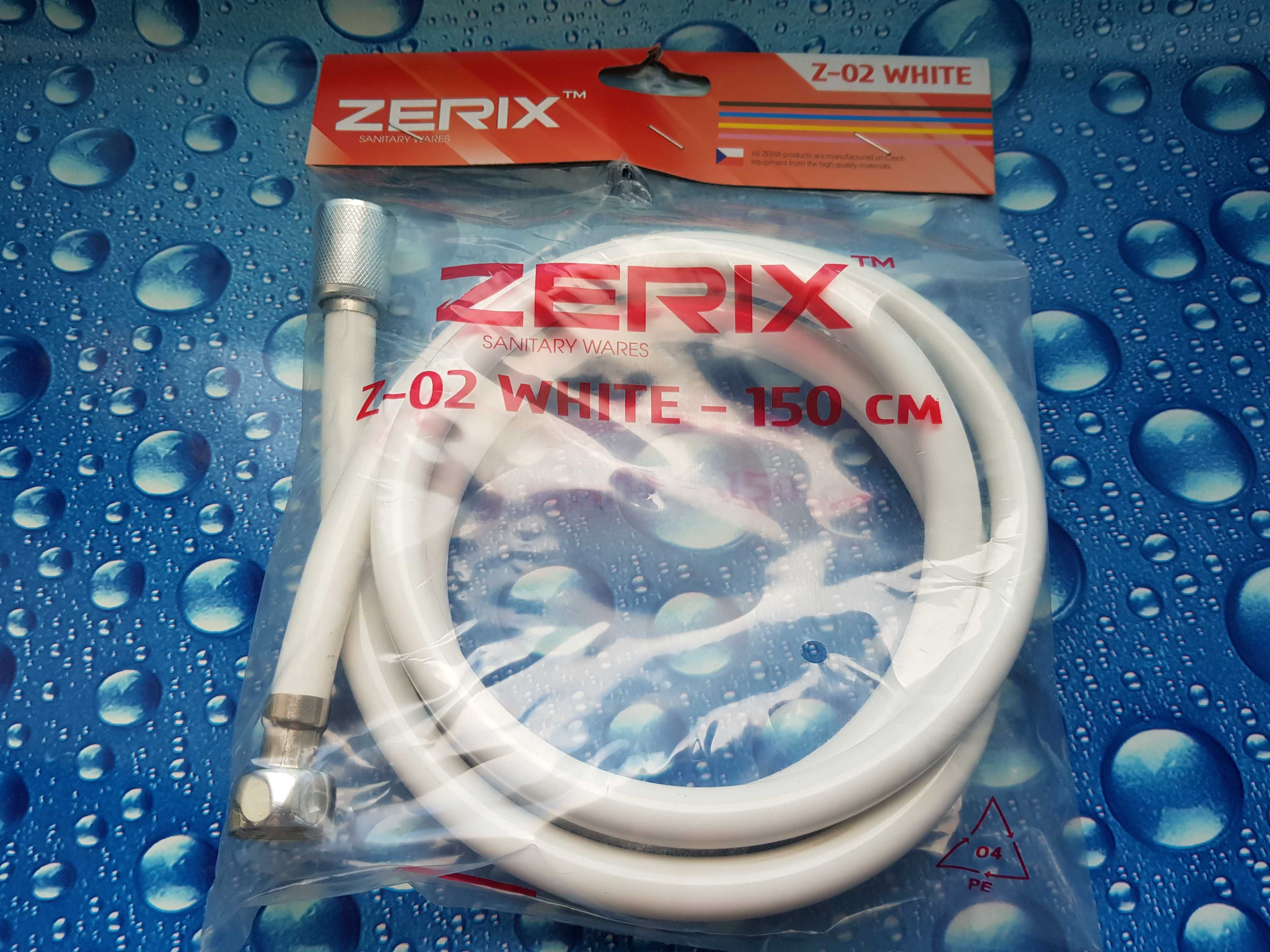 Шланг для душа ZERIX Z02 WHITE и BLACK 150cм белый или черный.
