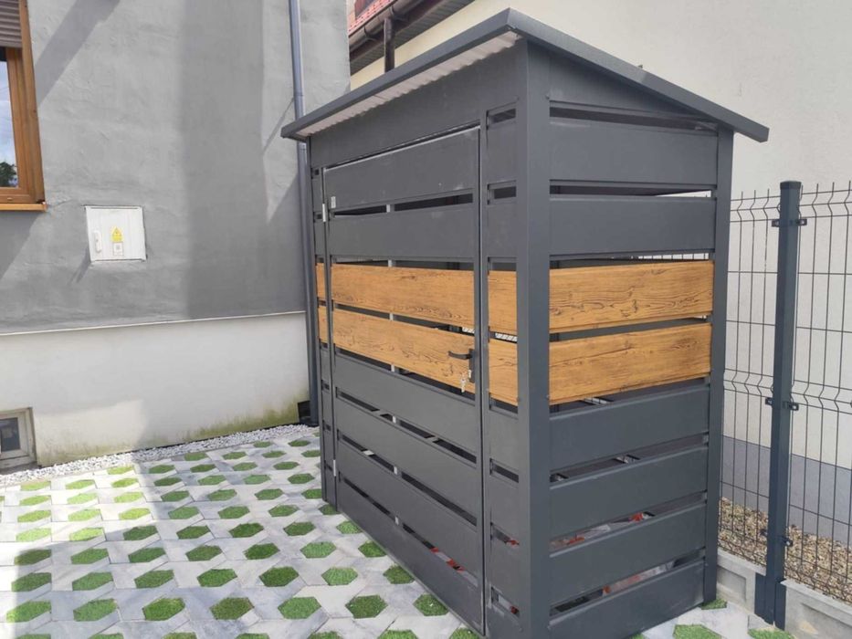 Wiata do segregacji śmieci, box na kosze, altana śmietnikowa panelowa