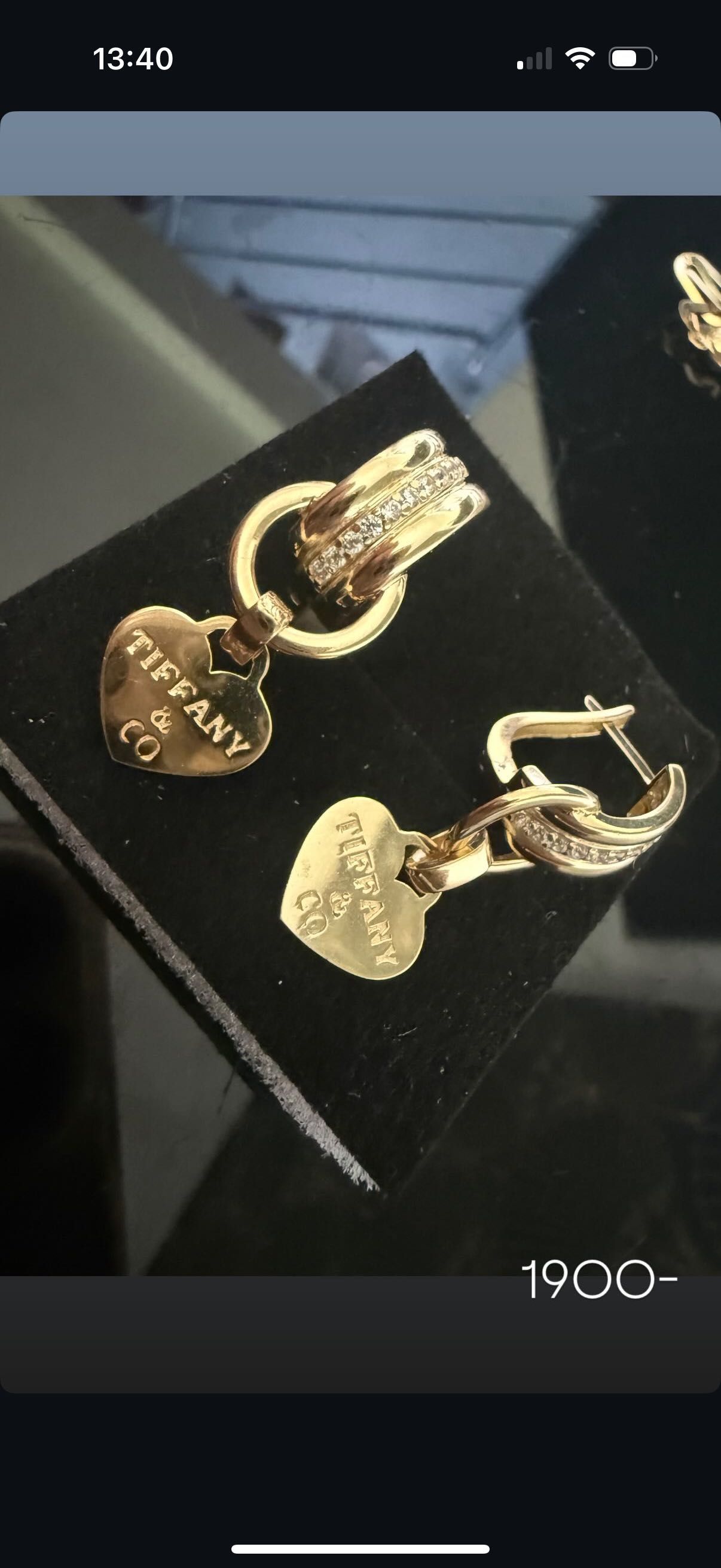 Kolczyki Tiffany wiszące koła serce 585