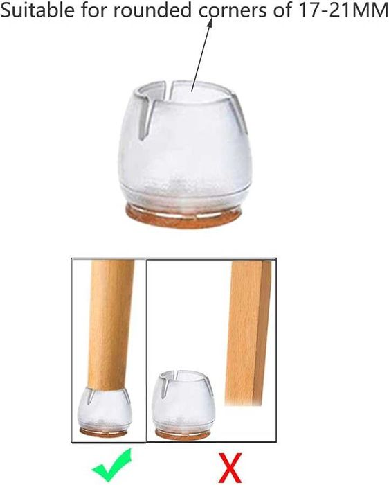 Przezroczyste silikonowe nakładki na nogi krzeseł 17–21 mm (32 szt.)