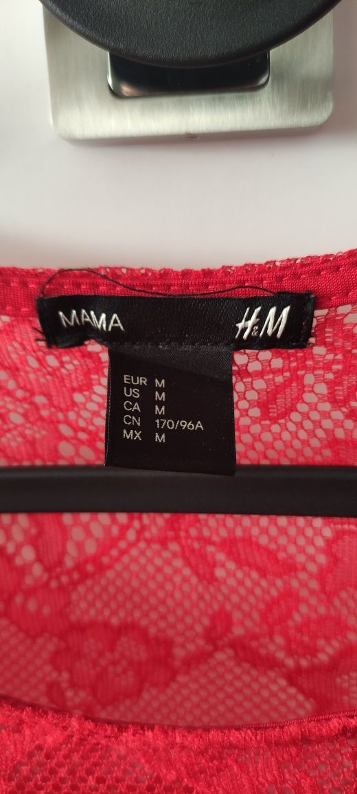 H&m mama M czerwona koronka ciążowa sukienka