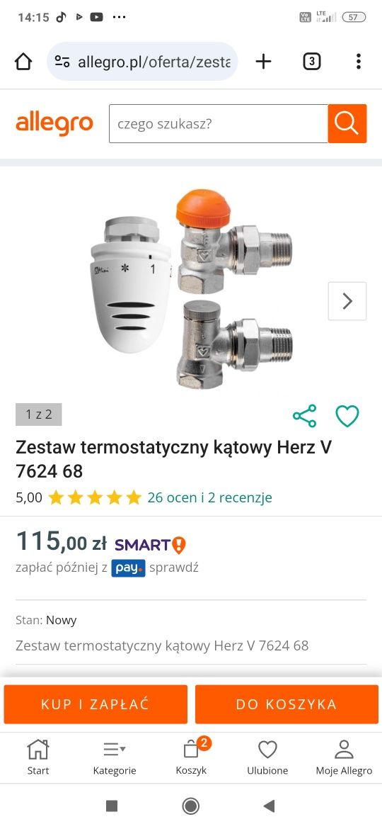 Zestaw termostatyczny kątowy