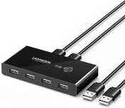 UGREEN Przełącznik USB 2.0 2 w 4 z Kablami do Drukarek i Dysków
