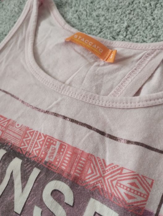 Jasnoróżowa damska krótka koszulka crop top Staccato roz. S