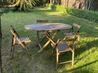 Rezerwacja! Komplet Meble ogrodowe drewniane stół + 4 składane krzesła