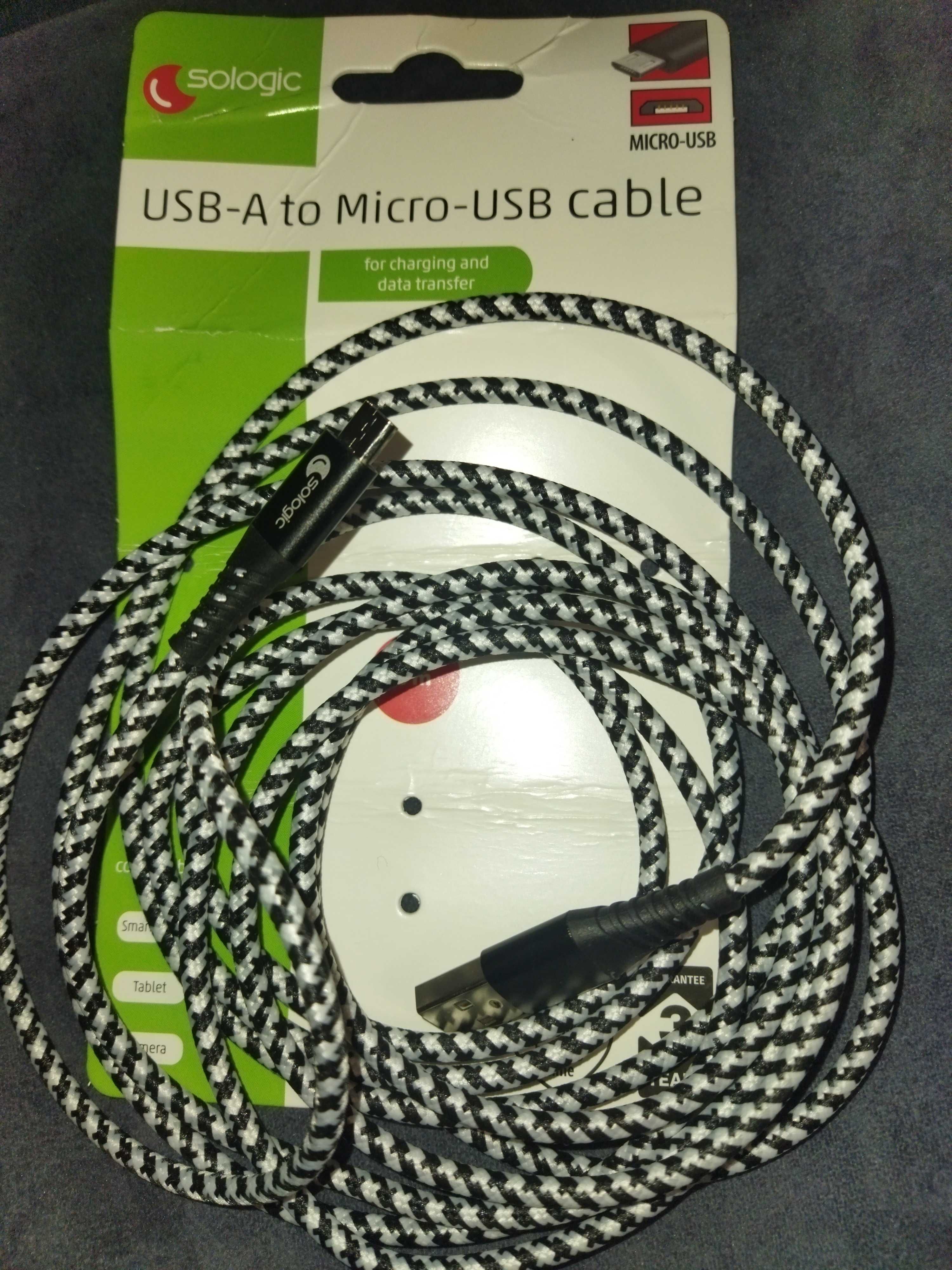 Кабель usb -А мікро-usb  sologic плетіння telstylny 3 метра