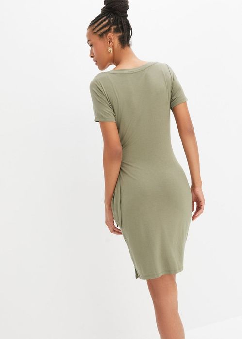 B.P.C sukienka wiskozowa khaki z przewiązaniem 44/46.