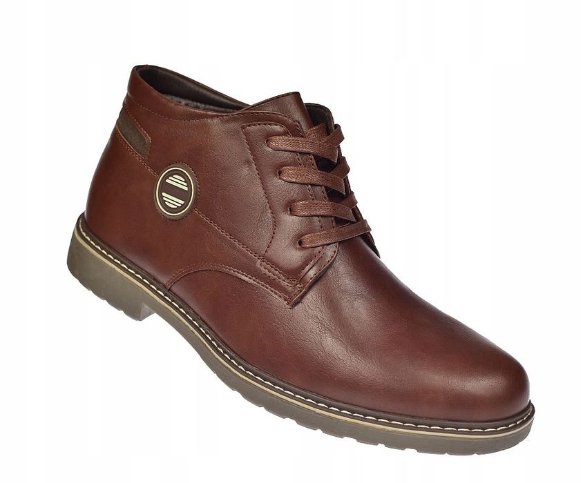 Buty męskie ocieplane trapery na suwak sztyblety B-0706 BR r. 43