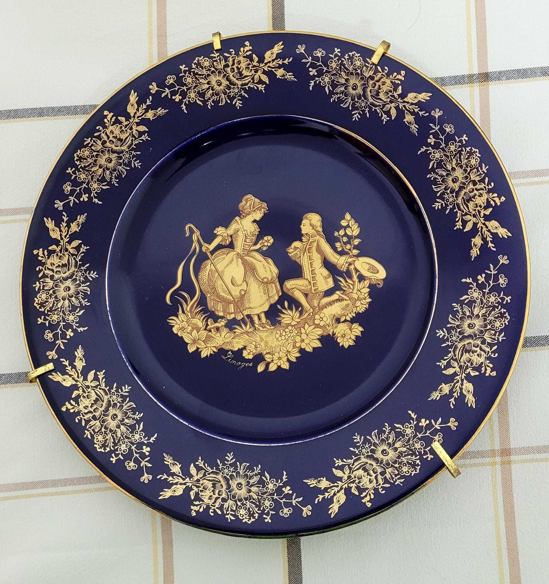 Prato Limoges Azul e Dourado