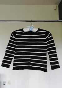 Czarny sweterek w białe paski dla dziewczynki rozmiar 110